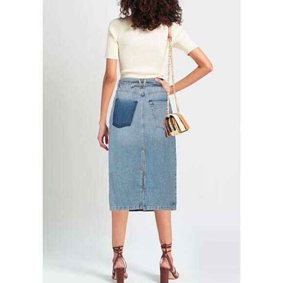 NWT ESSENTIEL ANTWERP Zimpala Blue Denim Midi Pencil Skirt-sz 34 (US 2) - Picture 3 of 11